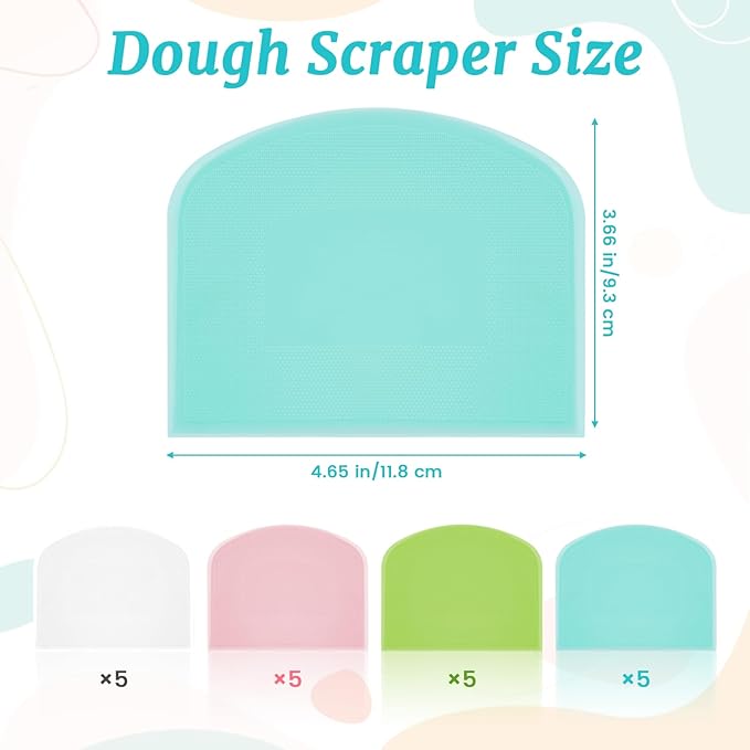 20 Pcs Plastic Dough Scraper, Sourdough Bread Baking Supplies, Multipurpose Flexible Dough Cutter Bowl Scraper Tool, Baking Bench Scraper Kitchen Tools for Cake Bread Pizza Pastry Icing Fondant - Image 2