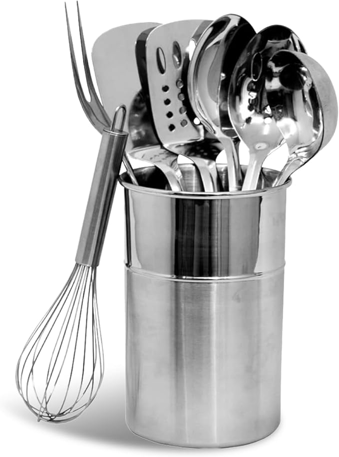 Chef Craft - 8 Piece Stainless Steel Kitchen Utensils Set with Utensil Holder by ChefCraft