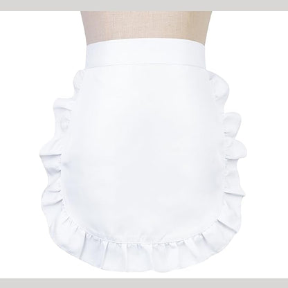 2Pcs Kids White Waist Apron Half Apron Puffy Tight Costume Kitchen Party Favors for Kids Women