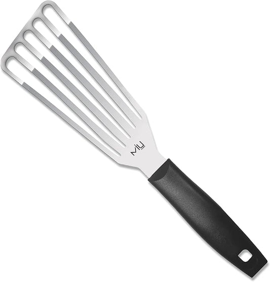MIU Fish Spatula Stainless Steel, Slotted Flexible Metal, Lightweight Barbecue Turner, 6.5 inch Blade, Plastic Handle with Hole, Grilling Utensils by MIU+France