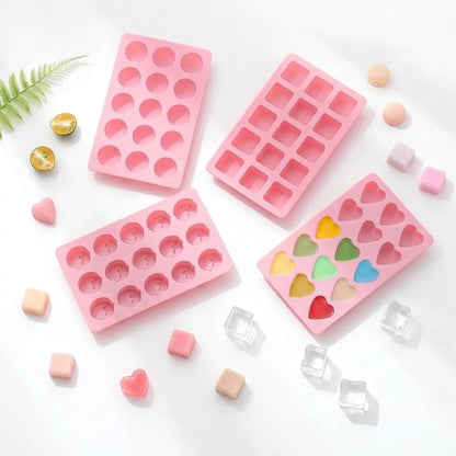 Cute Ice Cube Trays Silicone Chocolate Mold Wax Melt Molds Easy Release Ice Trays Non-Stick Chocolate Soap Pudding Jello Ice Cube Tray (2pcs Strawberry)