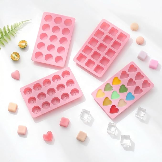 Cute Ice Cube Trays Silicone Chocolate Mold Wax Melt Molds Easy Release Ice Trays Non-Stick Chocolate Soap Pudding Jello Ice Cube Tray (2pcs Round)