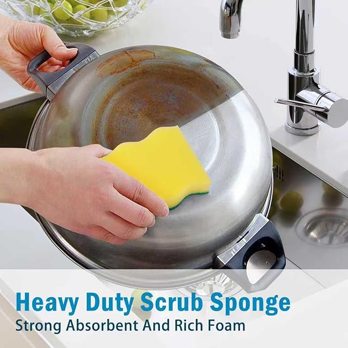 AIDEA Sponges Kitchen, 50 Pack Heavy Duty Dish Sponge, Cleaning Dish Scrubber Sponge for Home and Kitchen, Stink-Free Cleaning Supplies for Pots, Pans - Image 7