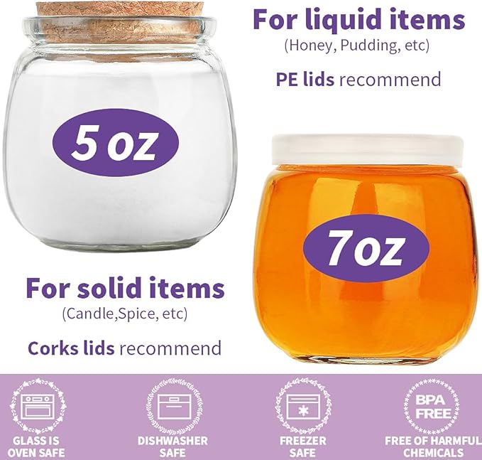 Syntic 40 Pack Small Glass Jars with Cork Lids, 7oz Empty Mason Jars for Making Candles, Yogurt Container with PE Lids for Wedding Favors, Baby Shower, Candy, Spices with Twine, Labels - Image 4