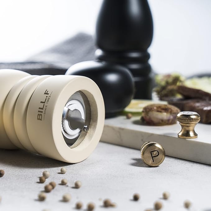 Salt and Pepper Grinder Pepper Mill Grinder Pepper Grinders Shakers Salt Mill Set of 2 with Adjustable Ceramic Rotor 7 Inch Black and White - Image 5