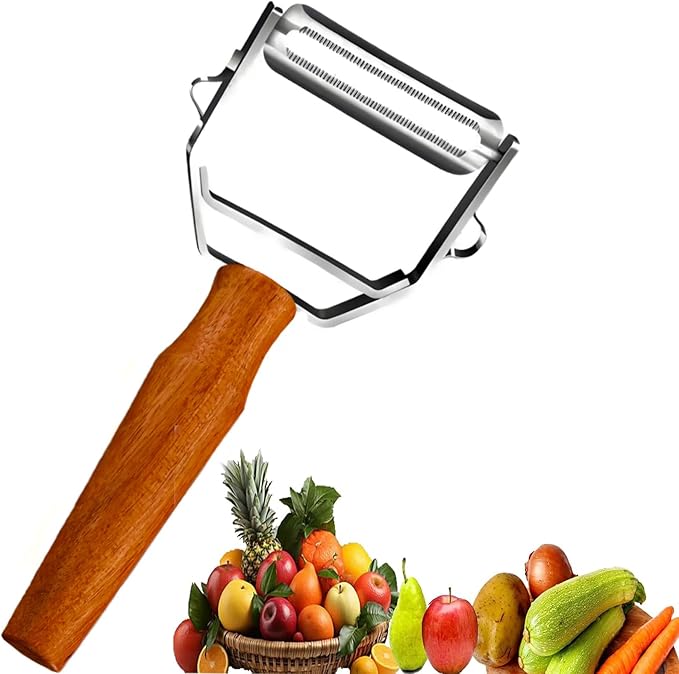 Vegetable Peeler, Stainless Steel Y-Shaped Blade with Wooden Handle, Multi-Purpose Kitchen Tool for Fruits and Vegetables, 6.3 Inches by ANMIOUHOME
