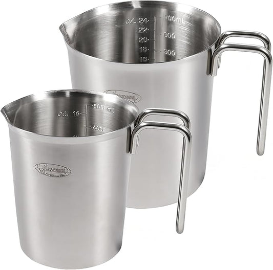 Newness 2-Pack Stainless Steel Measuring Cups Set, (3 Marking Including Cup/ML/Oz Scale) (2 & 3 Cup) Metal Measuring Cup with Handle For Prepping, Baking and Cooking, Dishwasher, Microwave Safe by Newness