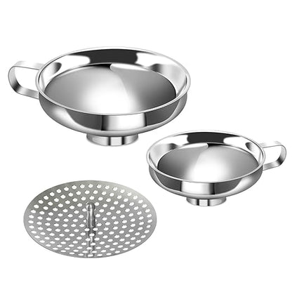 Stainless Steel Canning Funnel Set - Wide Mouth Funnel for Mason Jars, 2 Pack (Small and Large) by Ecurfu