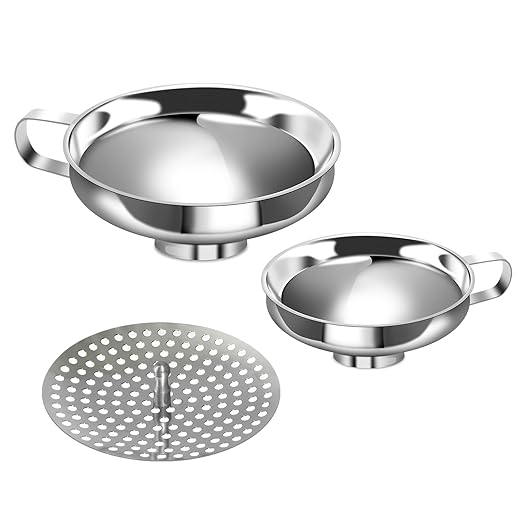 Stainless Steel Canning Funnel Set - Wide Mouth Funnel for Mason Jars, 2 Pack (Small and Large) by Ecurfu