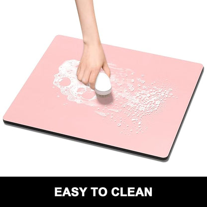 Rnivvi Dish Drying Mat for Kitchen Counter, 16 x 18" Cute Absorbent Heat Resistant Drying Pad with Non-slip Rubber, Coffee Bar Mats for Coffee Machine Dish Rack Kitchen Decor Accessories, Pink - Image 6