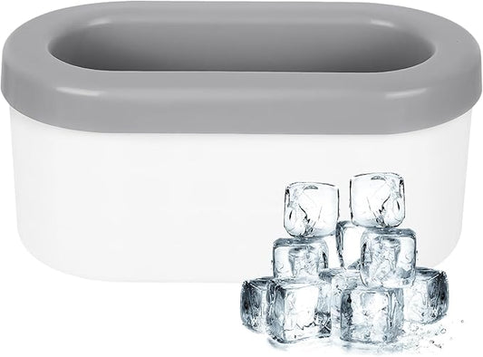 LUEXBOX Cylinder Ice Cube Mold Ice Trays, Silicone Ice Bucket, Portable Ice Cube Maker, Press-Type Easy-Release Ice Cup (Grey Large)