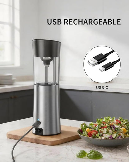CIRCLE JOY Rechargeable Gravity Electric Salt and Pepper Grinder Set Automatic Stainless Steels Salt and Pepper Mills with LED Light, No Battery Needed, Adjustable Coarseness,for Home Kitchen BBQ - Image 3