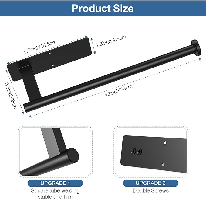 CUXIXA Paper Towel Holder Under Cabinet, Upgraded Self Adhesive Paper Towel Holder Wall Mount for Kitchen, Bathroom, RV, Bend-Resistant, Self-Adhesive or Drill mounting - Image 6