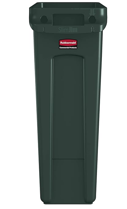 Rubbermaid Commercial Products Slim Jim Trash/Garbage Can with Venting Channels, 23-Gallon, Green, for Kitchen/Office/Workspace - Image 3