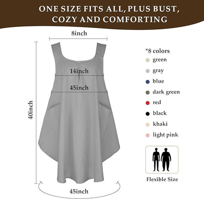 Apron for Women with Pocket Cotton Linen, Japanese Cross Back Apron for Gardening Painting