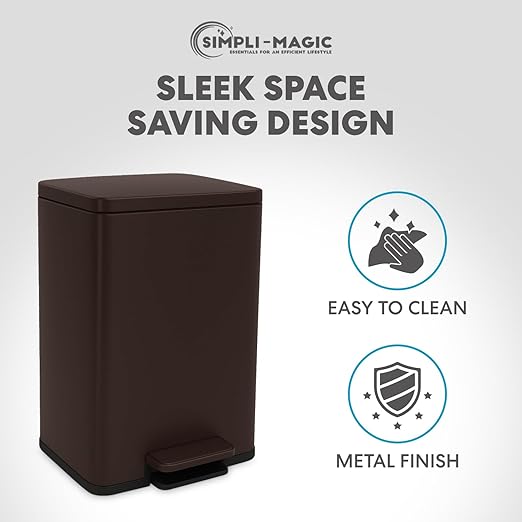 Simpli-Magic 50 Liter / 13.2 Gallon Soft-Close, Smudge Resistant Trash Can with Foot Pedal and Built in Filter- Brown - Image 6
