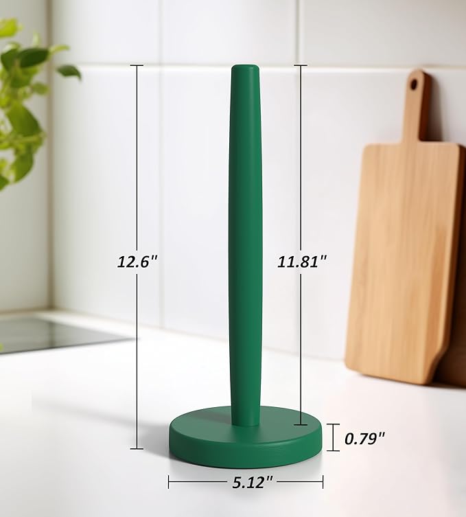 KitchLife Wooden Paper Towel Holder Countertop - Solid Freestanding Paper Towel Dispenser Stand with Anti-Skid Base (Dark Green) - Image 2