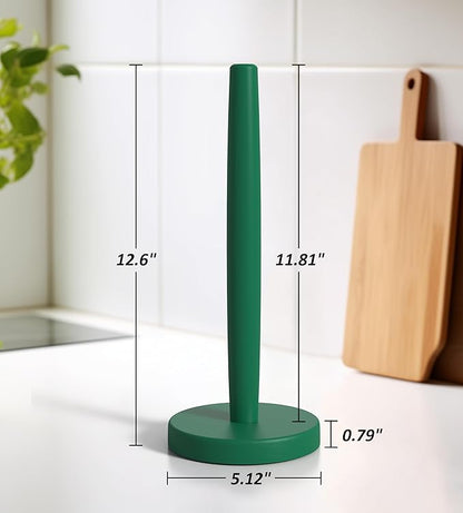KitchLife Wooden Paper Towel Holder Countertop - Solid Freestanding Paper Towel Dispenser Stand with Anti-Skid Base (Dark Green) - Image 2