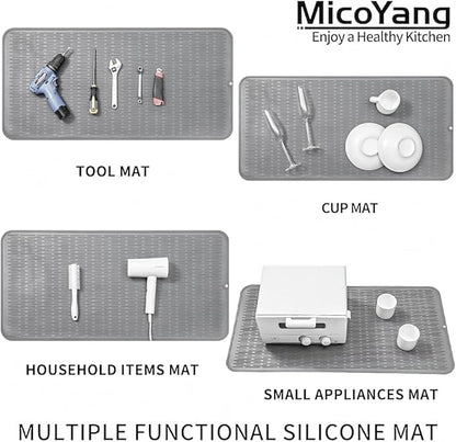MicoYang Silicone Dish Drying Mat for Multiple Usage,Easy clean,Eco-friendly,Heat-resistant Silicone Mat for Kitchen Counter or Sink,Refrigerator or Drawer Liner Grey 5XL 36inches x 18inches - Image 4
