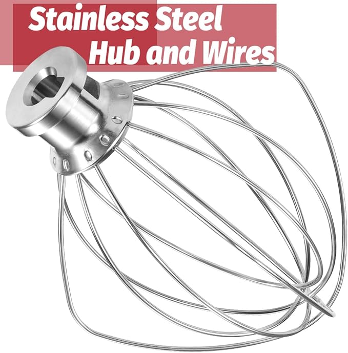 K45WW Dishwasher Safe Whisk Attachment Fits 4.5 Quart and 5 QT KitchenAid Tilt-Head Stand Mixer Stainless Steel 6 Wires Whip for Egg Heavy Cream Beater, Cakes Mayonnaise - Image 4
