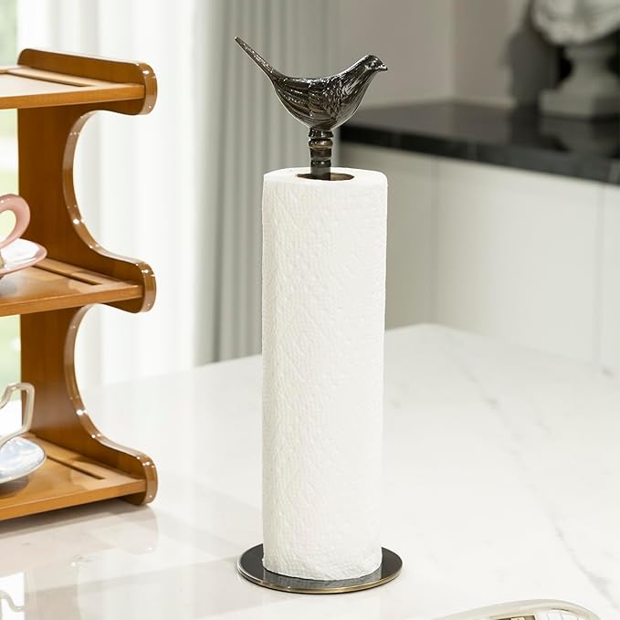 1 Luxurious Brass Paper Towel Holder countertop (Black) - Image 2