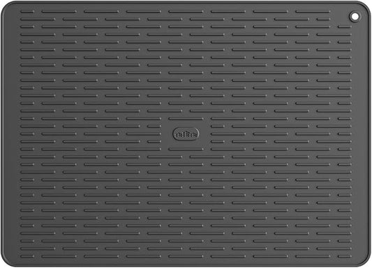 ME.FAN Silicone Dish Drying Mat for Kitchen Counter, Dish Drying Pad for Sink, Refrigerator or Drawer, Countertop Protection Pad XL - 23''×17'' - Black