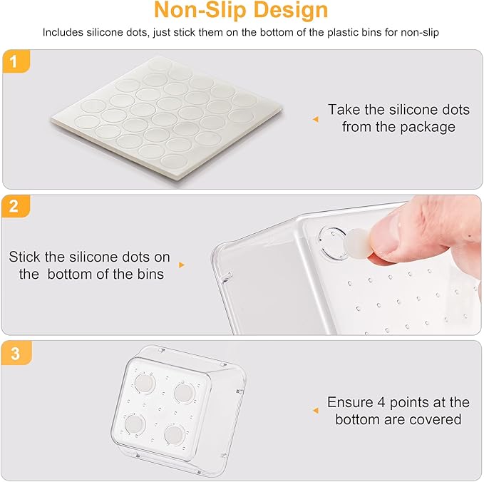 SMARTAKE 13-Piece Drawer Organizers with Non-Slip Silicone Pads, 5-Size Desk Bathroom Drawer Organizer Trays Storage Tray for Makeup, Jewelries, Utensils in Bedroom Dresser, Office and Kitchen, Clear - Image 7
