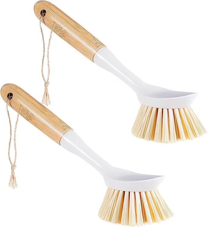 Kitchen Dish & Cast Iron Brush with Scraper, [2 Pack] Skillet Scrub Cleaner with Handle, Kitchen Cleaning Scrubber for Dishes, Pots, Cast Iron Skillet, Non-Stick Frying Pans, Sinks and House Cleaning - Image 8