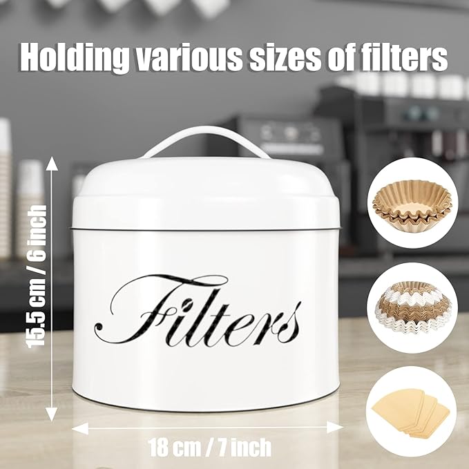Coffee Filter Holder, Basket Storage Container for Counter, Black Small Bar Accessories for Coffee Bar Station(White) - Image 2