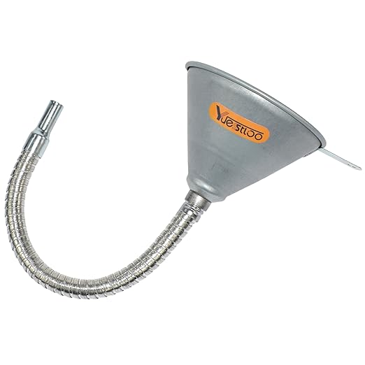 14.84" Steel Bendable Spout Funnel with Filter for All Automotive Oils, Metal Flexible Long Funnels for Automotive Use for Transmission Fluid, Diesel Fuel, and Other Liquids, with Gloves - Image 9
