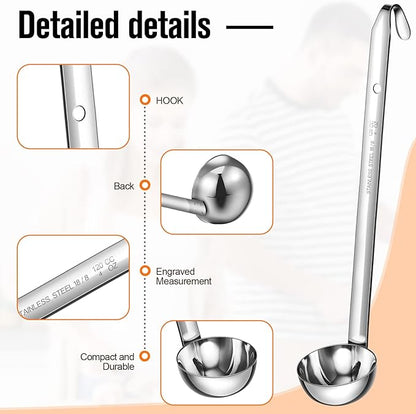 Cunhill 5 Pcs Soup Ladles Stainless Steel Serving Ladles with Long Handle for Serving, Cooking, Stirring, Portioning Kitchen Restaurant Accessories(4 oz) - Image 4