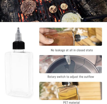 LELE LIFE 8Pcs Small Oil Dispenser Bottle for Camping, 3.4oz Leak-Proof Squeeze Condiment Bottle with Twist Top Cap, Liquid Condiment Container Dispensing Bottles for Oil Soy Sauce Vinegar
