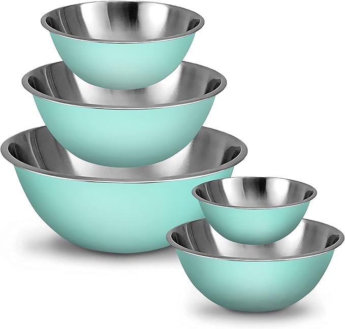 WHYSKO Meal Prep Stainless Steel Mixing Bowls Set, Home, Refrigerator, and Kitchen Food Storage Organizers | Ecofriendly, Reusable, Heavy Duty (Blue) by WHYSKO