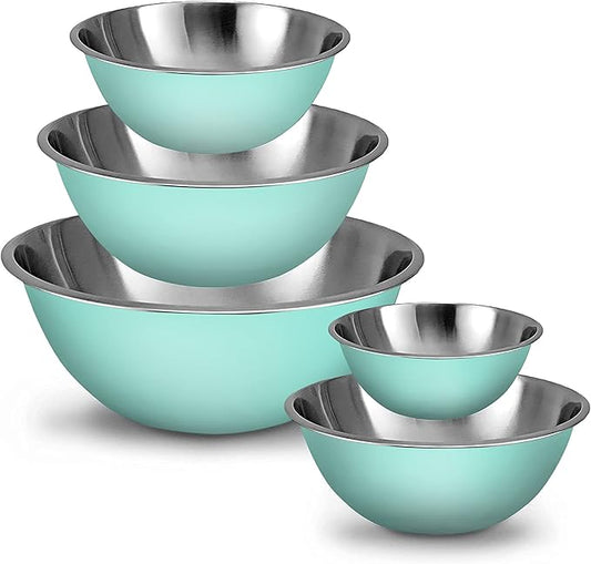 WHYSKO Meal Prep Stainless Steel Mixing Bowls Set, Home, Refrigerator, and Kitchen Food Storage Organizers | Ecofriendly, Reusable, Heavy Duty (Blue) by WHYSKO