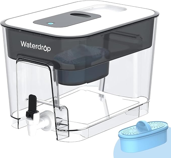 Waterdrop WFD-22L-A Alkaline Water Filter Dispenser, Large 40-Cup Water Filter Pitcher, Healthy, Clean & Toxin-Free Mineralized Alkaline Water, 100-Gallon, BPA Free, Black by Waterdrop