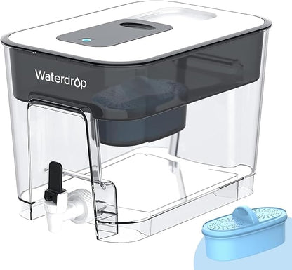 Waterdrop WFD-22L-A Alkaline Water Filter Dispenser, Large 40-Cup Water Filter Pitcher, Healthy, Clean & Toxin-Free Mineralized Alkaline Water, 100-Gallon, BPA Free, Black by Waterdrop