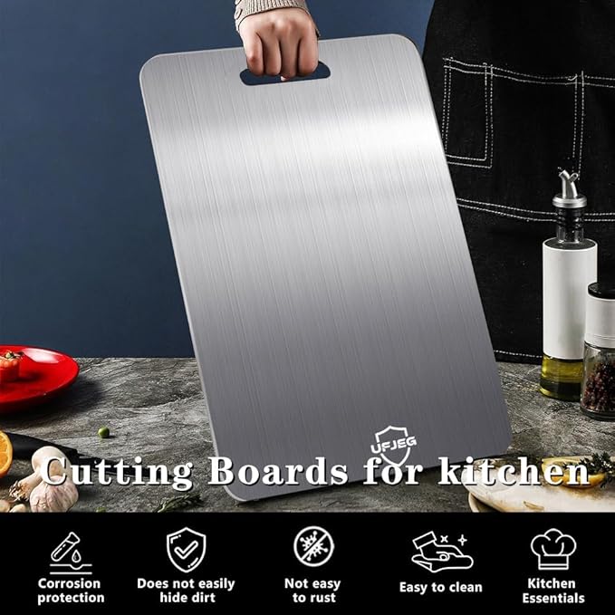 Titanium Cutting Board, 3 PCS Titanium Cutting Boards for Kitchen, Non Toxic, Double-Sided Food Grade Chopping Board for Outdoor Camping(15.6" x 11", 13" x 9.3", 11.8" x 7.8") - Image 4