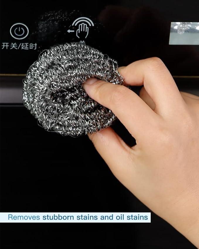12Pcs Steel Wool Scrubber Pads for Cleaning Dishes, Pans, Pots, Ovens, Grills, Sinks - Stainless Steel Scrubbers for Kitchen, 12 Pack - Image 5