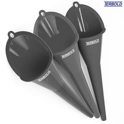 Oil Funnel 3-Pack | 11" Long Nesting Plastic Funnels for Automotive Use, Oil Change, Gas, Car Transmission, Kitchen Use, Filling Small Bottles (Grey)