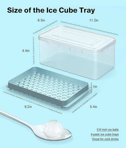 Mini Ice Cube Trays for Freezer - 0.6 IN Tiny Round Pebble Nugget Ice Mold Trays with Lid and Bin, Crushed Ice Trays Makes 104x4 pcs Ice balls - Easy Release Ice Maker for Cocktails, Drinks, Whisky - Image 5