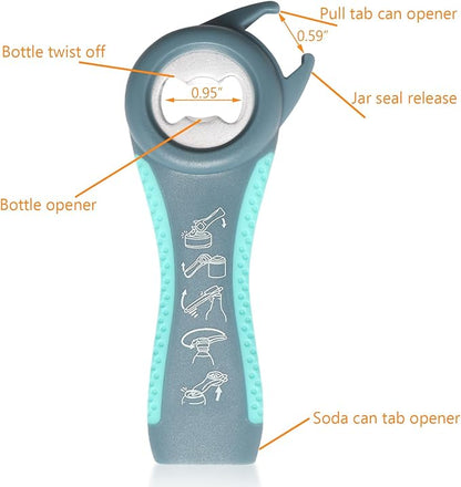 Jar Opener, 5 in 1 Multi Function Can Opener Bottle Opener Kit with Silicone Handle Easy to Use for Children, Elderly and Arthritis Sufferers (JAR-blue2.0) - Image 5