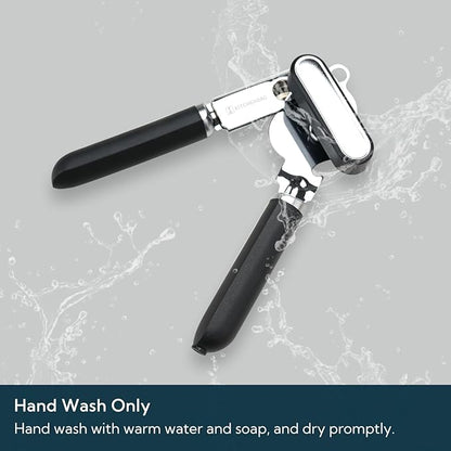 KITCHENDAO Manual Can Opener, Super Sharp Sandvik 12C27 Blade, Handheld Can Opener with Magnet, Smooth Edge Cut, Soft Grip, Oversized Knob for Seniors & Arthritis, Easy to Use, Black
