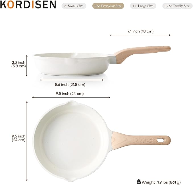 Kordisen Ceramic Non Stick Frying Pans Skillet, 9.5 Inch Ceramic Frying Pan Nonstick for Cooking Non Toxic, Healthy Induction Cookware, Heat Resistant Handle, PFOA & PFAS Free - Image 7