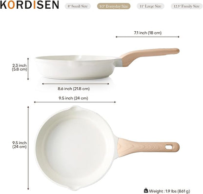 Kordisen Ceramic Non Stick Frying Pans Skillet, 9.5 Inch Ceramic Frying Pan Nonstick for Cooking Non Toxic, Healthy Induction Cookware, Heat Resistant Handle, PFOA & PFAS Free - Image 7