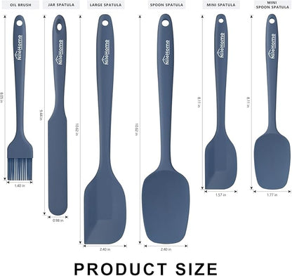 NileHome Silicone Spatula Set, 6 Packs Food Grade Kitchen Utensils with Silicone Brush Heat Resistant BPA-free Rubber Spatula for Scraping, Baking, Cooking, Mixing, Haze blue - Image 2