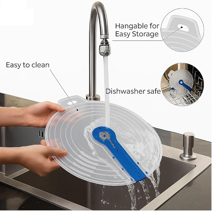 12 Inch Mixing Bowl Splatter Guard – BPA-Free Anti-Splash Screen for Hand & Electric Mixers – Flexible Fit, Transparent Silicone & PP, Dishwasher Safe by Dependable Industries Blue