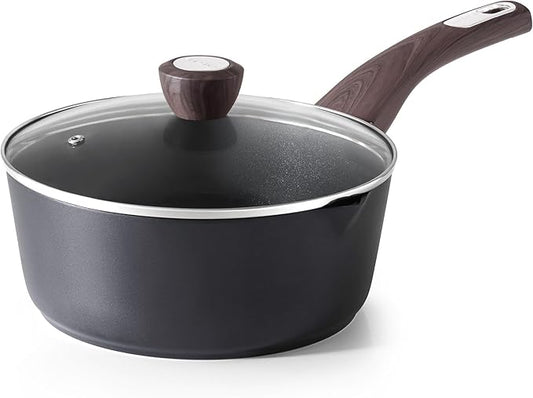 SENSARTE Nonstick Sauce Pan with Lid, 3.0 Quart Saucepan with Double Spout, Multipurpose Large Cooking Pot, Non toxic Kitchen Sauce Pot, Non stick Saucier Pan, Induction Comptable, PFOA Free by SENSARTE