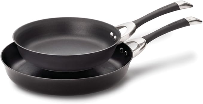 Circulon Symmetry Hard Anodized Nonstick Induction Frying Pan Twin Pack, 10-Inch and 12-Inch, Pan Sets for Cooking Nonstick, Black by Circulon