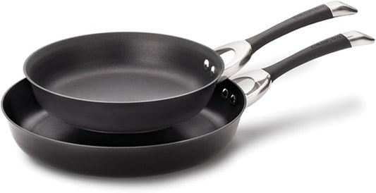 Circulon Symmetry Hard Anodized Nonstick Induction Frying Pan Twin Pack, 10-Inch and 12-Inch, Pan Sets for Cooking Nonstick, Black by Circulon