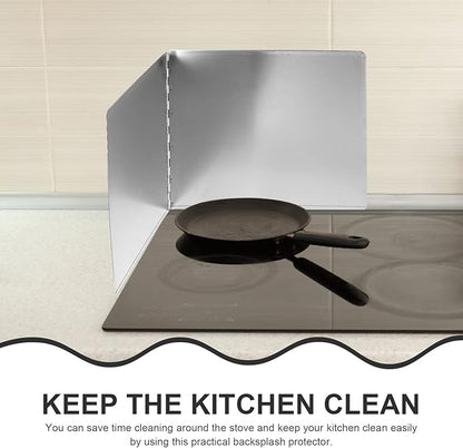 Kichvoe Stainless Steel Oil Splash Baffle 31.49X11.81 Inch Foldable Stove Splatter Guard Grease Protection Screen for Kitchen Frying Pans